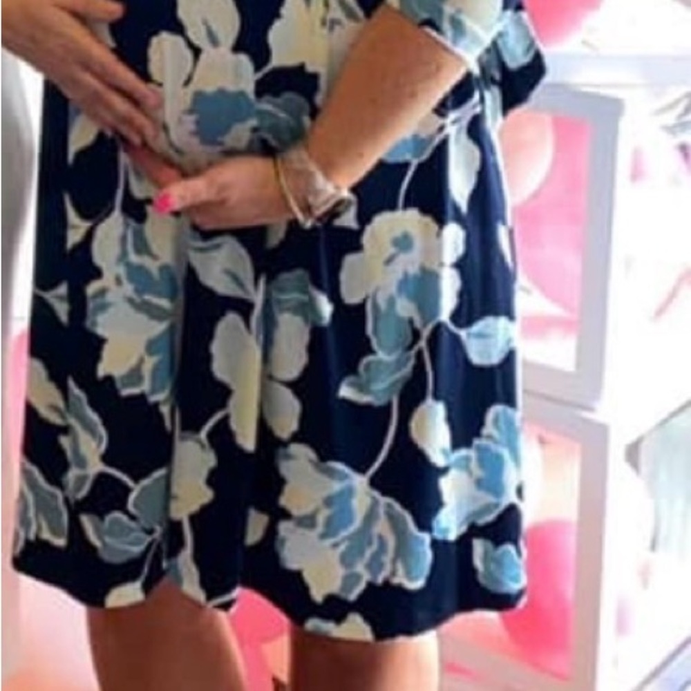 A Pea in the Pod Navy and Light Blue Floral Dress